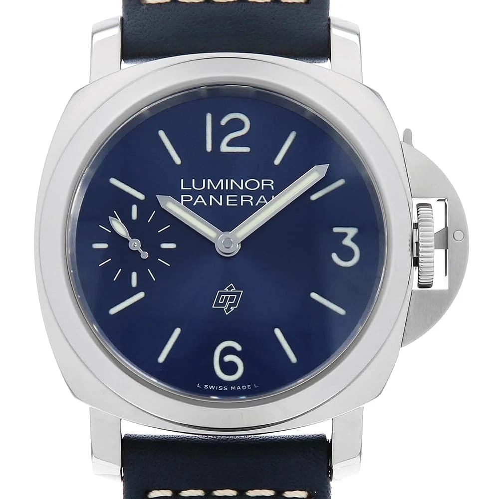 PANERAI LUMINOR BLUE MARE NUMBER WATCH: PANERAI Luminor Blue Mare number Watch Brand: PANERAI Type: Wrist watch Material: Band Material Calfskin, Case Material Stainless Steel Color: Dial Color Blue Size: Band Size NONE, Case Size