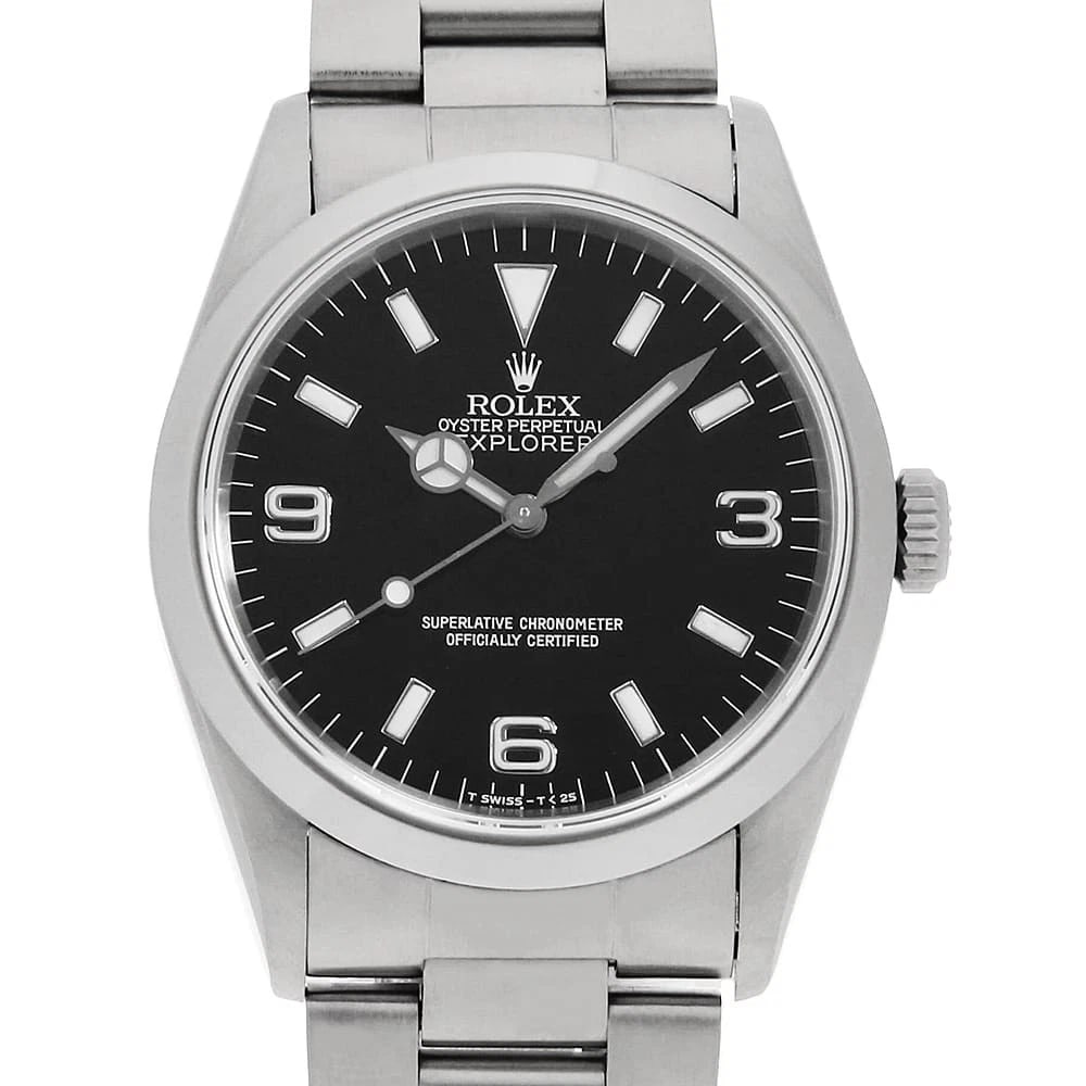 ROLEX EXPLORER BLACK ALL TRITIUM SINGLE BUCKLE WATCH: ROLEX Explorer black All tritium single buckle Watch Brand: ROLEX Type: Wrist watch Material: Band Material Stainless Steel, Case Material Stainless Steel Color: Dial Color Black Size: Band