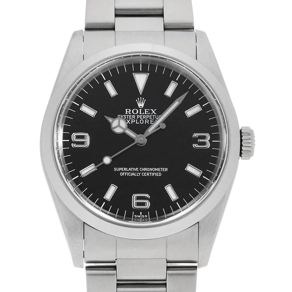 ROLEX EXPLORER BLACK WATCH: ROLEX Explorer black Watch Brand: ROLEX Type: Wrist watch Material: Band Material Stainless Steel, Case Material Stainless Steel Color: Dial Color Black Size: Band Size 18cm (7.1inch), Case