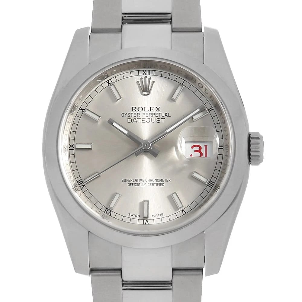 ROLEX DATEJUST SILVER WATCH: ROLEX Datejust Silver Watch Brand: ROLEX Type: Wrist watch Material: Band Material Stainless Steel, Case Material Stainless Steel Color: Dial Color Silver Size: Band Size 18cm (7.1inch), Case Size