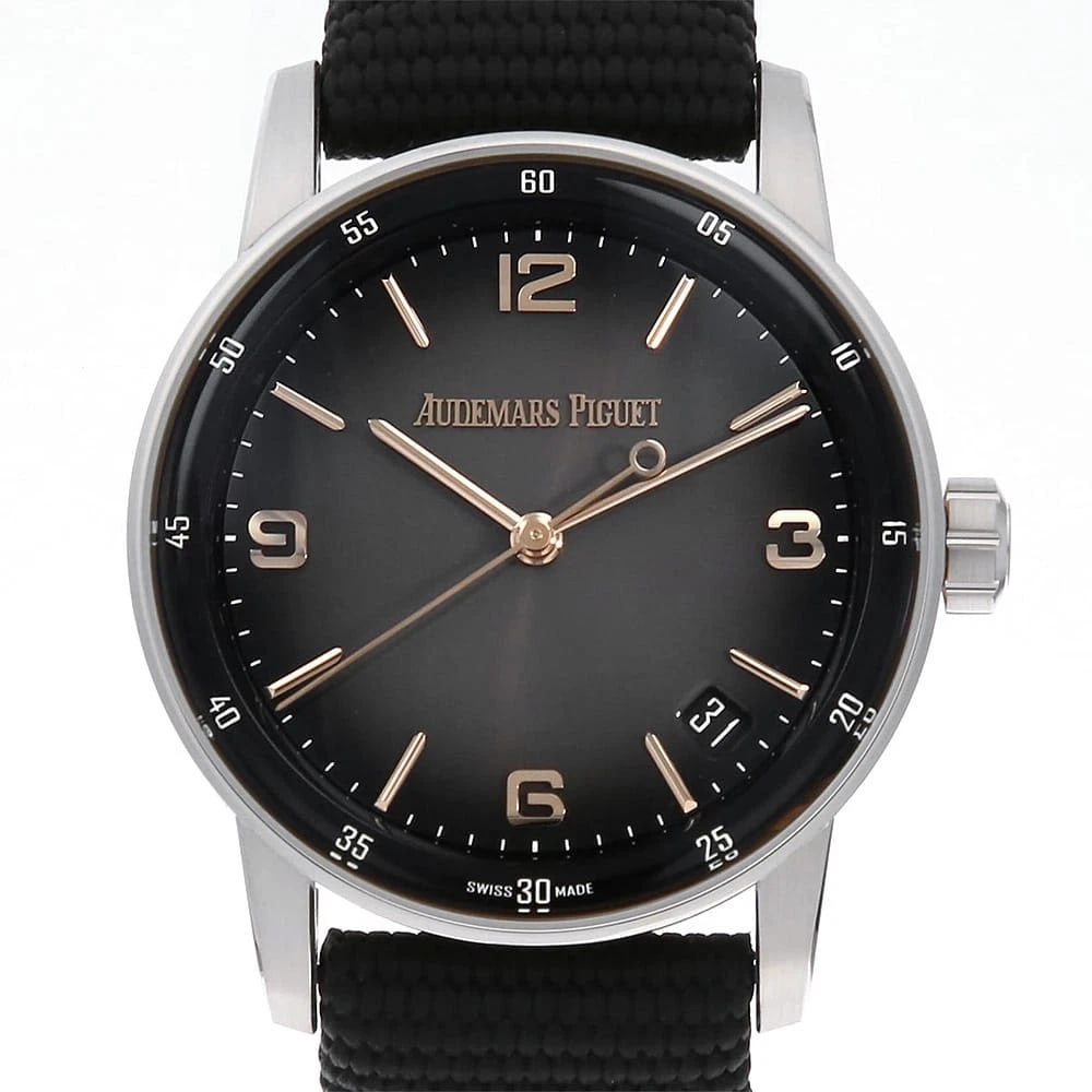 AUDEMARS PIGUET AUDEMARS PIGUET AUTOMATIC WATCH: AUDEMARS PIGUET Audemars Piguet Automatic Watch Brand: AUDEMARS PIGUET Type: Wrist watch Material: Band Material rubber, Case Material Pink gold/White gold Color: Dial Color Gray Size: Band Size N