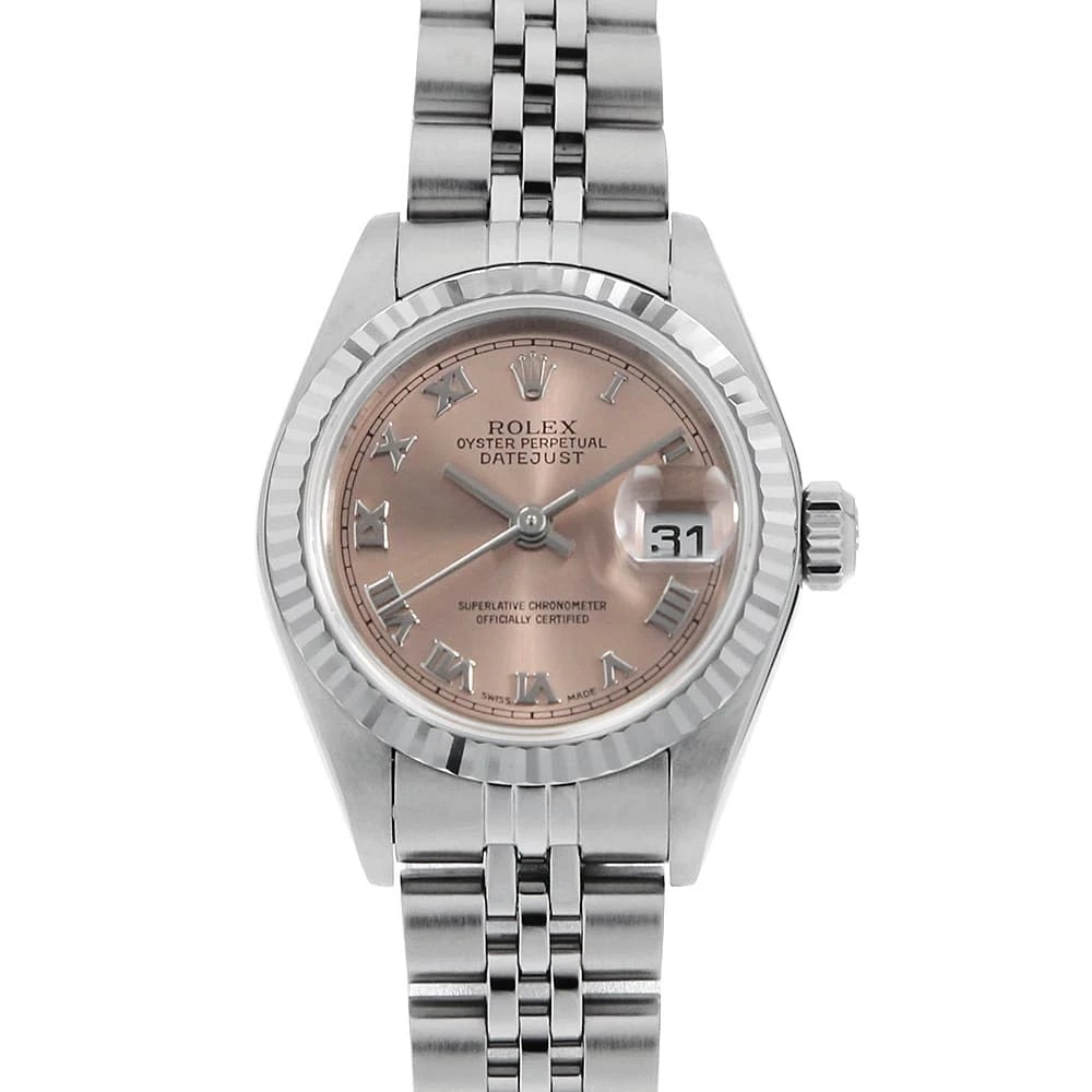 ROLEX DATEJUST PINK ROME K WATCH: ROLEX Datejust pink Rome K Watch Brand: ROLEX Type: Wrist watch Material: Band Material Stainless Steel, Case Material Stainless Steel Color: Dial Color Pink Size: Band Size 17cm (6.7inch), Case S