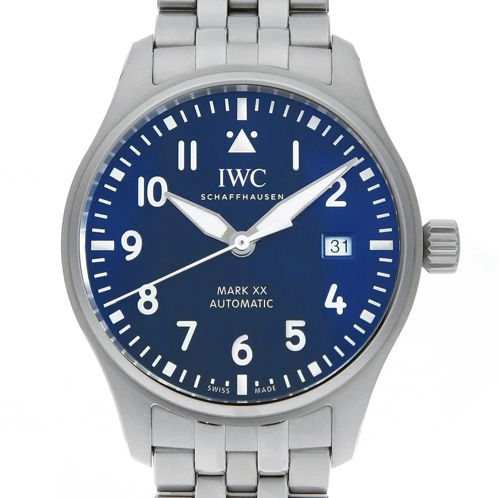IWC PILOT WATCH MARK WATCH: IWC Pilot Watch Mark Watch Brand: IWC Type: Wrist watch Material: Band Material Stainless Steel, Case Material Stainless Steel Color: Dial Color Blue Size: Band Size 18cm (7.1inch), Case Size Case