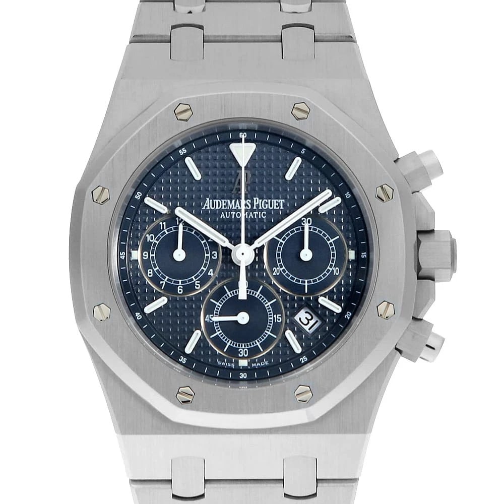 AUDEMARS PIGUET ROYAL OAK CHRONOGRAPH WATCH: AUDEMARS PIGUET Royal Oak Chronograph Watch Brand: AUDEMARS PIGUET Type: Wrist watch Material: Band Material Stainless Steel, Case Material Stainless Steel Color: Dial Color Blue Size: Band Size 1