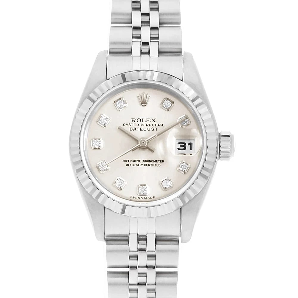 ROLEX DATEJUST DIAMOND SILVER K WATCH: ROLEX Datejust Diamond Silver K Watch Brand: ROLEX Type: Wrist watch Material: Band Material Stainless Steel, Case Material Stainless Steel Color: Dial Color Silver Size: Band Size 17cm (6.7inch),