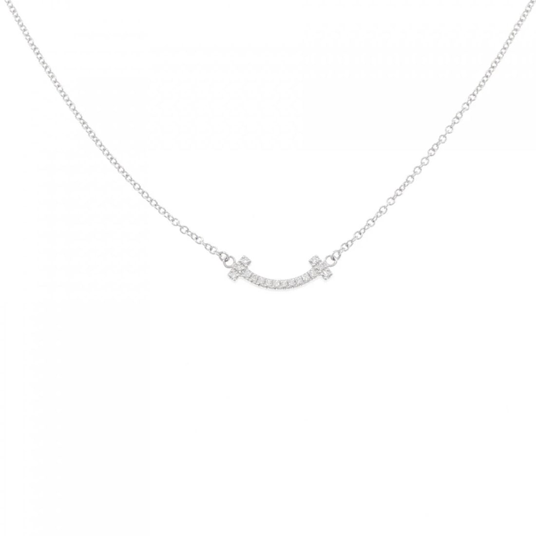 TIFFANY T SMILE MINI NECKLACE: Tiffany T Smile mini Necklace Brand: Tiffany Type: Necklace Material: 750 White Gold Main Stone Natural Color: White Gold Size: 41 45cm Accessories: None Accessories Notice: When purchasing