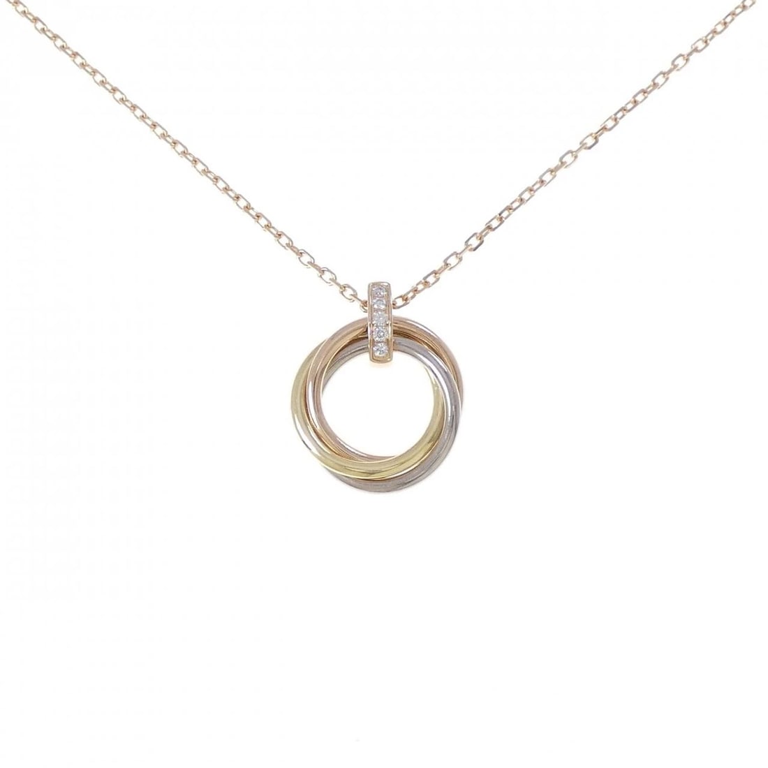 CARTIER TRINITY NECKLACE: Cartier Trinity Necklace Brand: Cartier Type: Necklace Material: 750 Yellow Gold 750 White Gold 750 Pink Gold Main Stone Natural Color: Yellow Gold White Gold Pink Gold Size: 45cm 