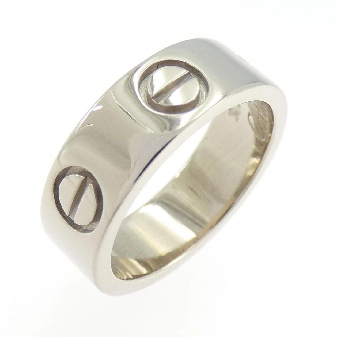 CARTIER LOVE RING: Cartier Love Ring Brand: Cartier Type: Ring Material: 750 White Gold Color: White Gold Size: 4-4.5 (US size) Accessories: None Accessories Notice: When purchasing pre-owned goods, please