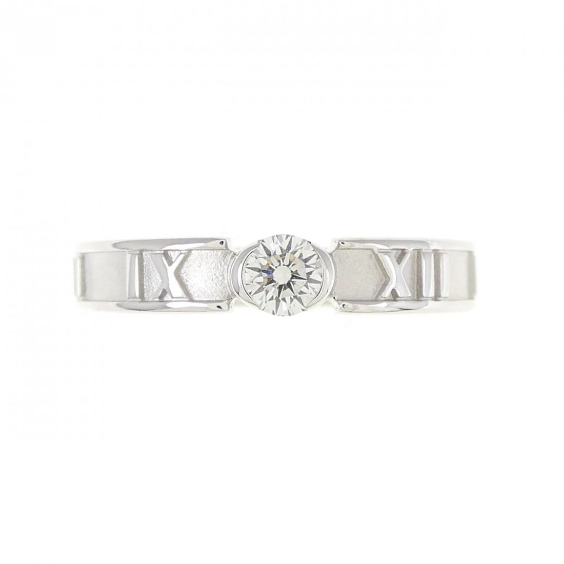 TIFFANY & CO. ATLAS RING: Tiffany & Co. Atlas Ring Brand: Tiffany Type: Ring Material: 750 White Gold Main Stone Natural Color: White Gold Size: 5 (US size) Accessories: None Accessories Notice: When purchasing