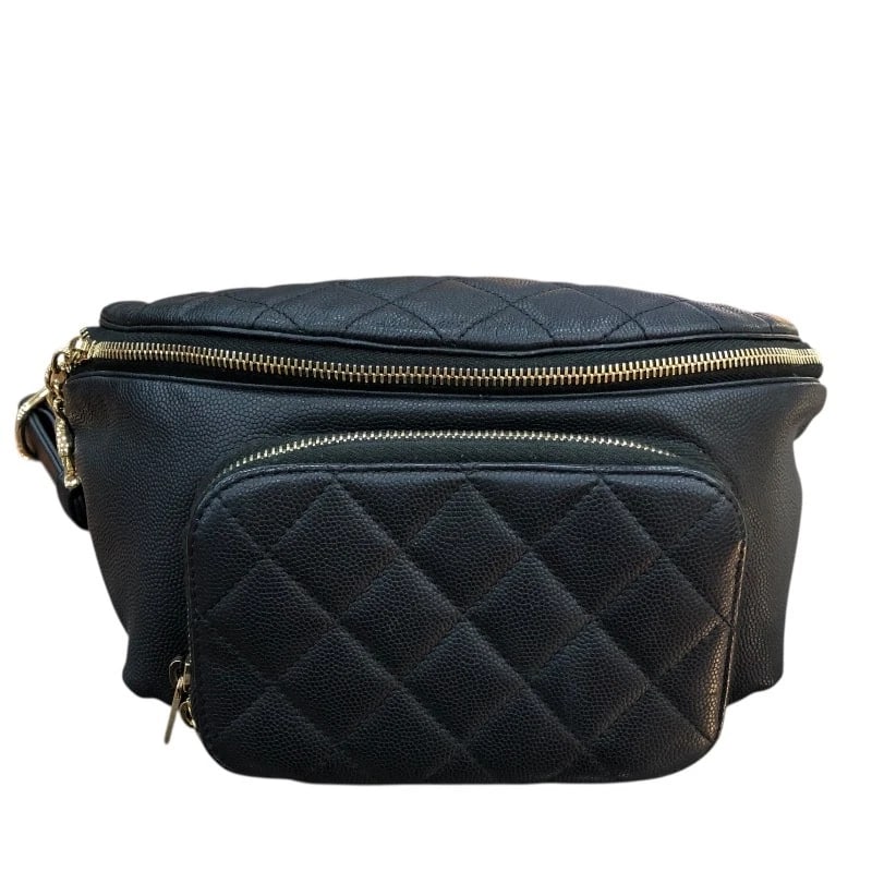 CHANEL MATELASSE WAIST BAG: CHANEL matelasse waist bag Brand: CHANEL Type: Waist bag Material: Exterior Material Caviar skin Color: Exterior Color Black GDHardware Size: W9.4 x H5.9x D0.8inch Shoulder:22.8inch Accessories: