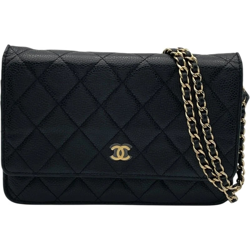 CHANEL MATRASSE CHAIN WALLET SHOULDER BAG: CHANEL Matrasse Chain Wallet Shoulder Bag Brand: CHANEL Type: Shoulder Bag Material: caviar Color: Black GD Hardware Size: W7.5 x H5.1x D1.6inch Shoulder:59.1inch Accessories: None