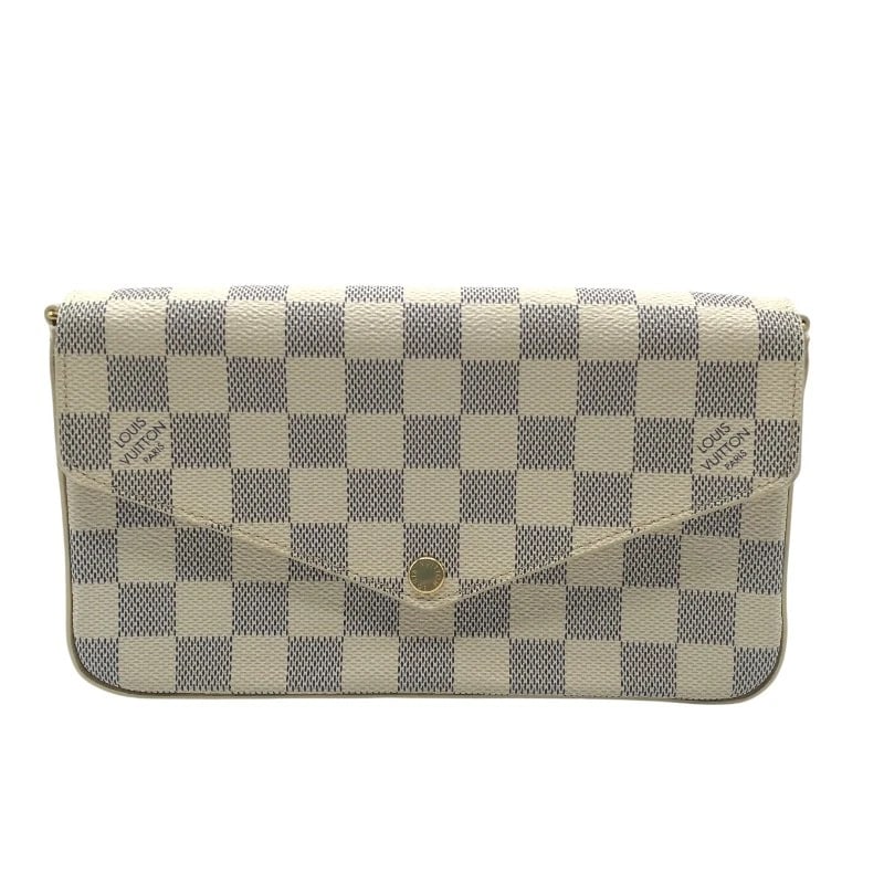 LOUIS VUITTON POCHETTE FELICE SHOULDER BAG: LOUIS VUITTON Pochette Felice Shoulder Bag Brand: LOUIS VUITTON Type: Shoulder Bag Material: Damier Azur Color: white Size: W8.5 x H4.7x D1.2inch Accessories: None Accessories Notice: When