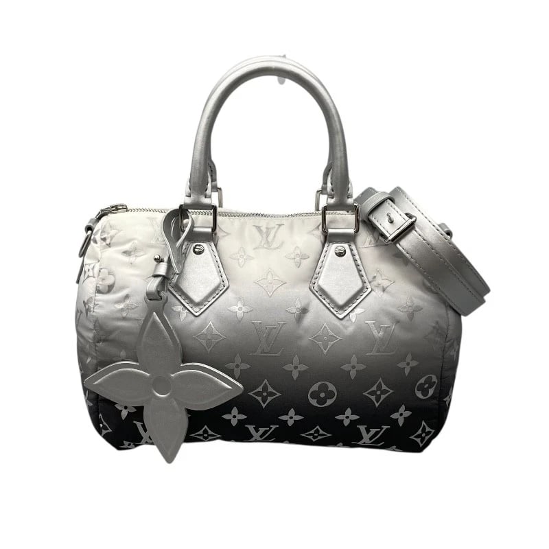 LOUIS VUITTON SPEEDY BANDLIER 25 BOSTON BAG: LOUIS VUITTON Speedy Bandlier 25 Boston bag Brand: LOUIS VUITTON Type: Boston bag Material: Nylon Color: Frost Size: W9.8 x H7.5x D5.9inch Shoulder:41.7inch Accessories: None Accessories
