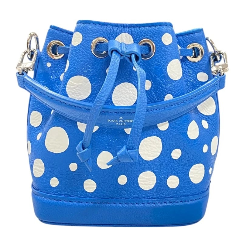 LOUIS VUITTON NANO NOE AND YAYOI KUSAMA COLLABORATION SHOULDER BAG: LOUIS VUITTON Nano Noe and Yayoi Kusama collaboration Shoulder Bag Brand: LOUIS VUITTON Type: Shoulder Bag Material: Monogram anplant leather Color: blue Size: W5.1 x H5.9x D3.9inch Shoulder:38.2i