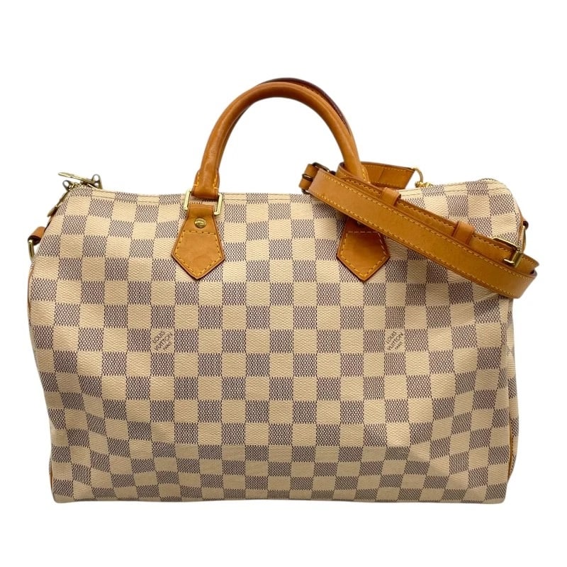 LOUIS VUITTON SPEEDY BANDOULIERE 35 HANDBAG: LOUIS VUITTON Speedy Bandouliere 35 Handbag Brand: LOUIS VUITTON Type: Handbag Material: Damier Azul Color: white Size: W13.8 x H8.7x D7.5inch Shoulder:38.2inch Accessories: None Accessori
