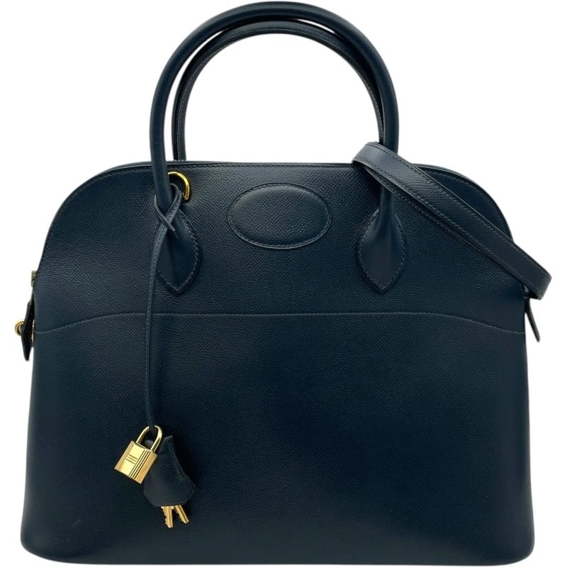 HERMES BORED 35 SHOULDER BAG: HERMES Bored 35 Shoulder Bag Brand: HERMES Type: Shoulder Bag Material: Courchevel Color: Blue Indigo Gold Hardware Size: W13.8 x H10.6x D5.3inch Shoulder:35.2inch Accessories: None Access