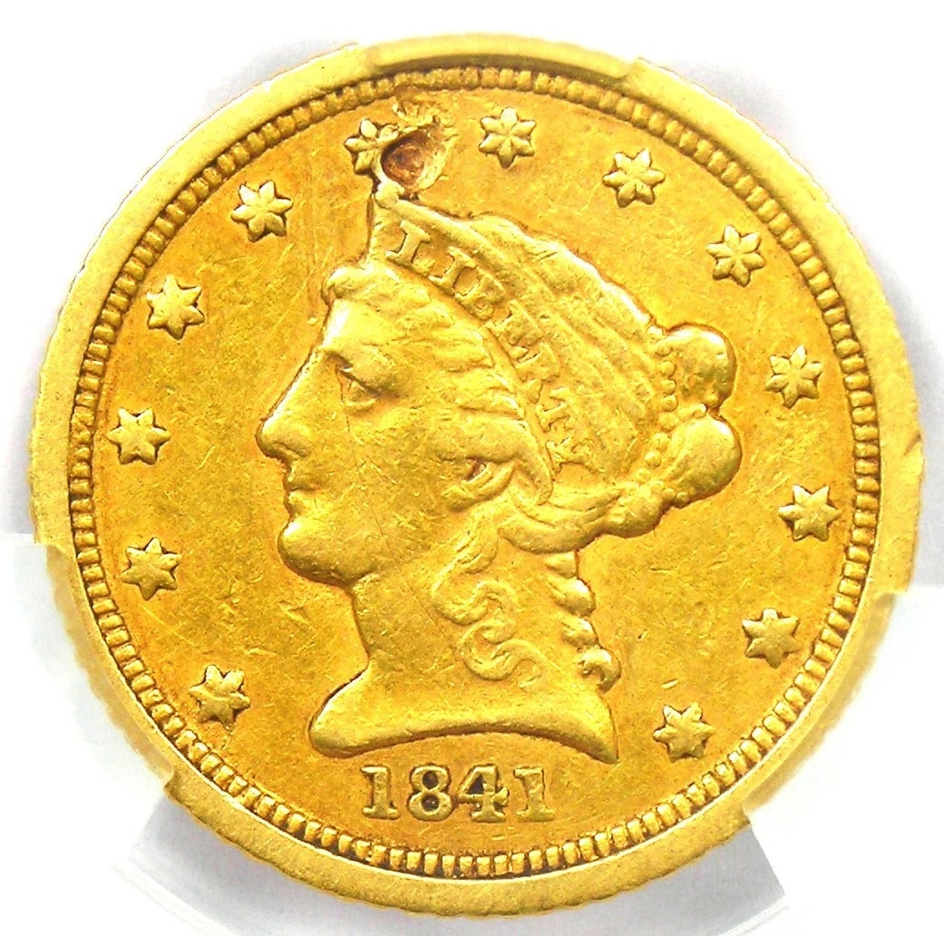 1841-C LIBERTY GOLD QUARTER EAGLE $2.50 CHARLOTTE COIN: 1841-C Liberty Gold Quarter Eagle $2.50 Charlotte Coin Composition: Gold Year: 1841 Denomination: $2.50 Fineness: 0.9 Country of Origin: United States Accessories: None Accessories Notice: