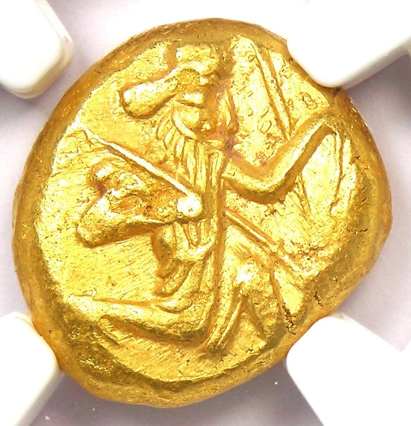 PERSIA ACHAEMENID GOLD HERO KING AV DARIC BIBLE COIN: Persia Achaemenid Gold Hero King AV Daric Bible Coin Composition: Gold Year: 400 BC Denomination: Daric Fineness: None Country of Origin: None Accessories: None Accessories Notice: When pu