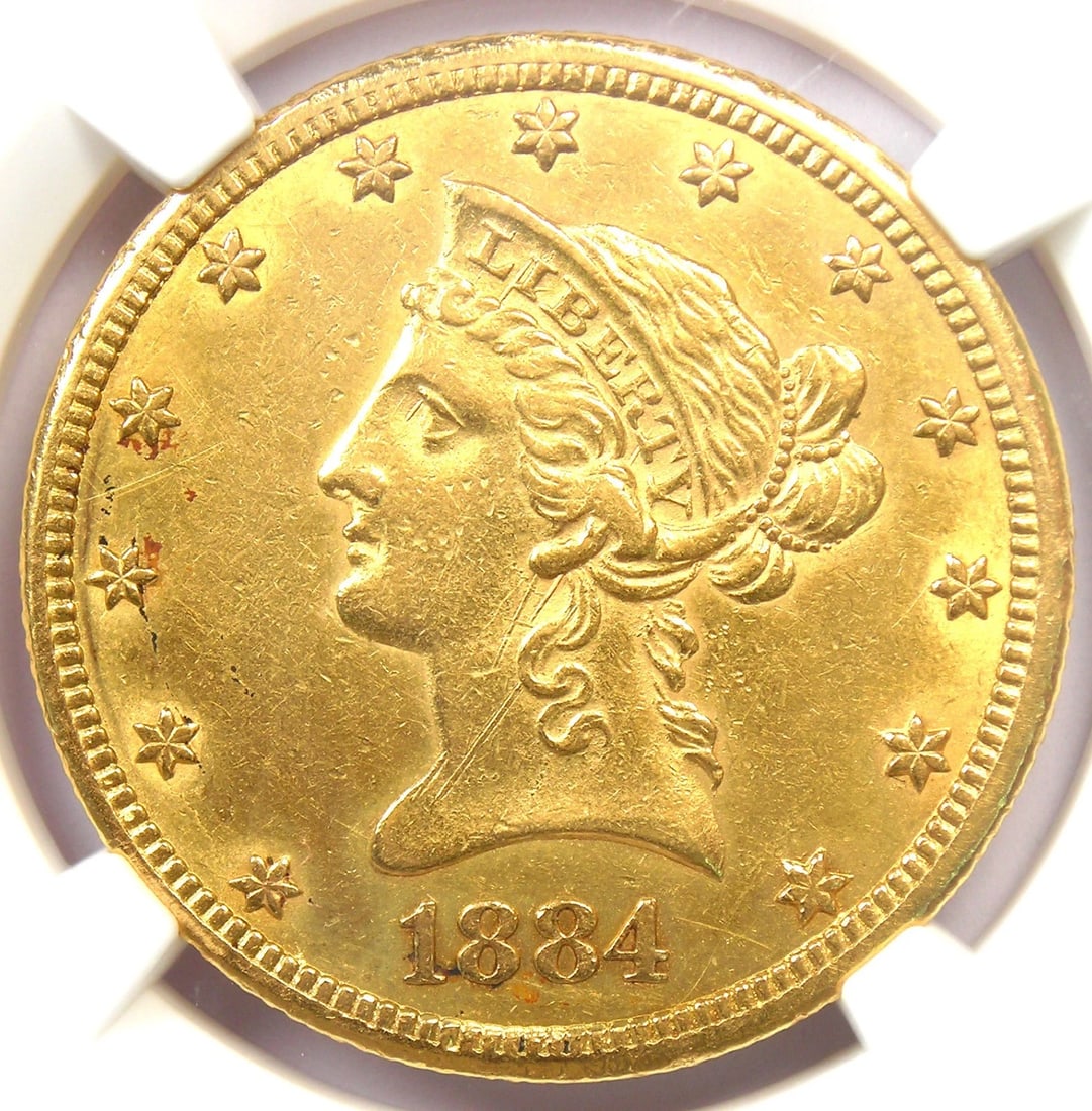 1884-CC LIBERTY GOLD EAGLE $10 CARSON CITY COIN: 1884-CC Liberty Gold Eagle $10 Carson City Coin Composition: Gold Year: 1884 Denomination: $10 Fineness: 0.9 Country of Origin: None Accessories: None Accessories Notice: When purchasing p