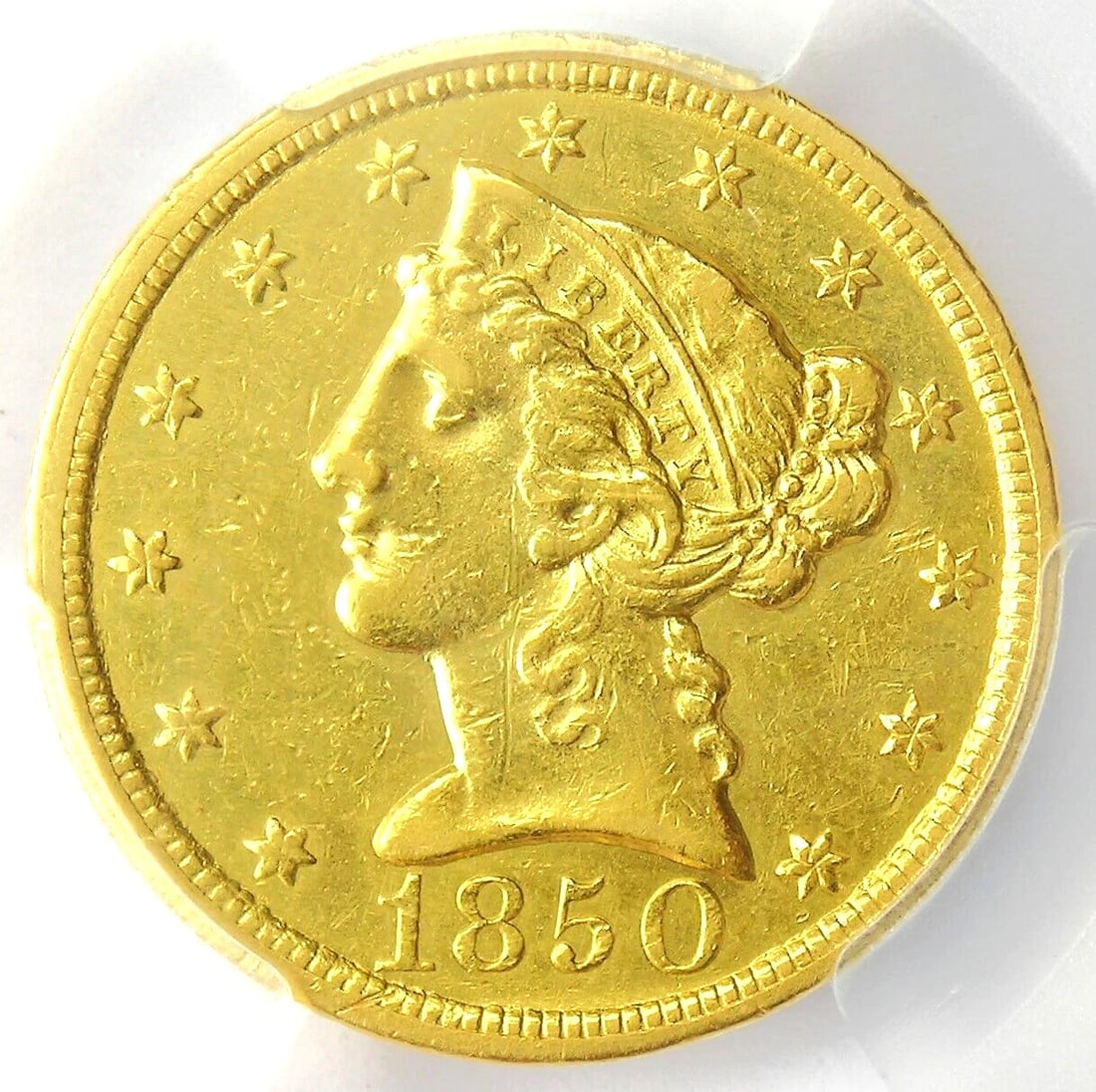 1850-C LIBERTY GOLD HALF EAGLE $5 WEAK RARE CHARLOTTE COIN: 1850-C Liberty Gold Half Eagle $5 Weak Rare Charlotte Coin Composition: Gold Year: 1850 Denomination: $5 Fineness: None Country of Origin: United States Accessories: None Accessories Notic