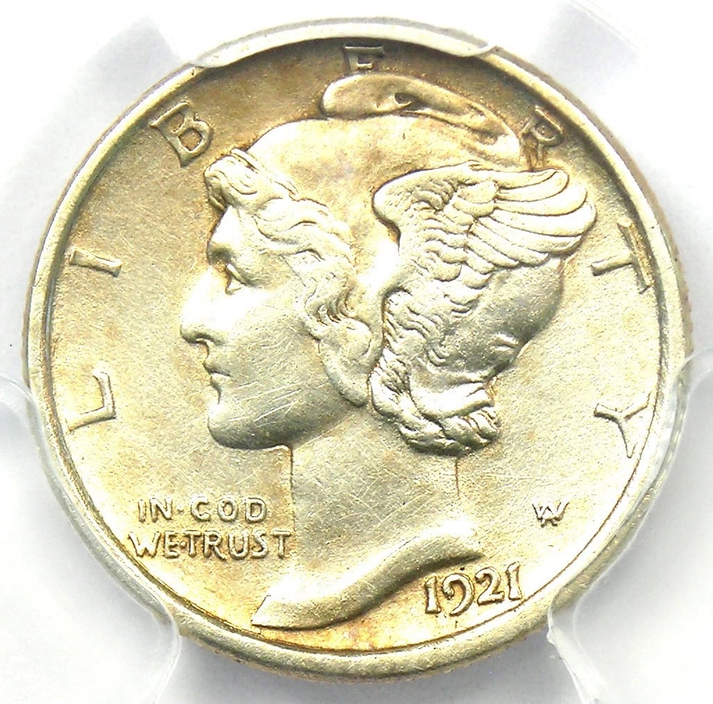 1921-D MERCURY DIME 10C COIN: 1921-D Mercury Dime 10C Coin Composition: Silver Year: 1921 Denomination: 10C Fineness: 0.9 Country of Origin: United States Accessories: None Accessories Notice: When purchasing pre-owned