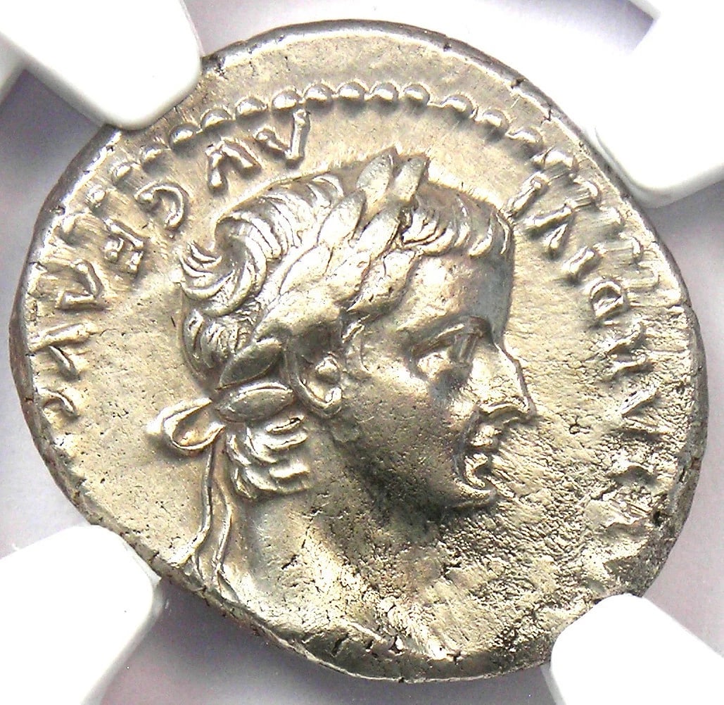 TIBERIUS AR DENARIUS SILVER TRIBUTE PENNY ROMAN COIN (1 of 2)