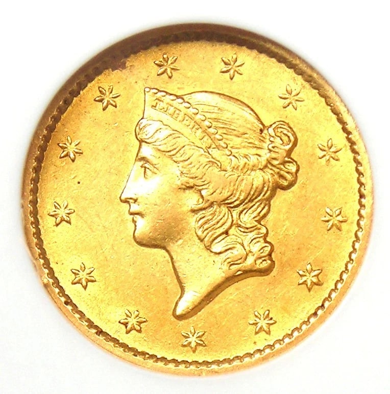 1854-S LIBERTY GOLD DOLLAR G$1 SAN FRANCISCO COIN: 1854-S Liberty Gold Dollar G$1 San Francisco Coin Composition: Gold Year: 1854 Denomination: $1 Fineness: 0.9 Country of Origin: United States Accessories: None Accessories Notice: When pu