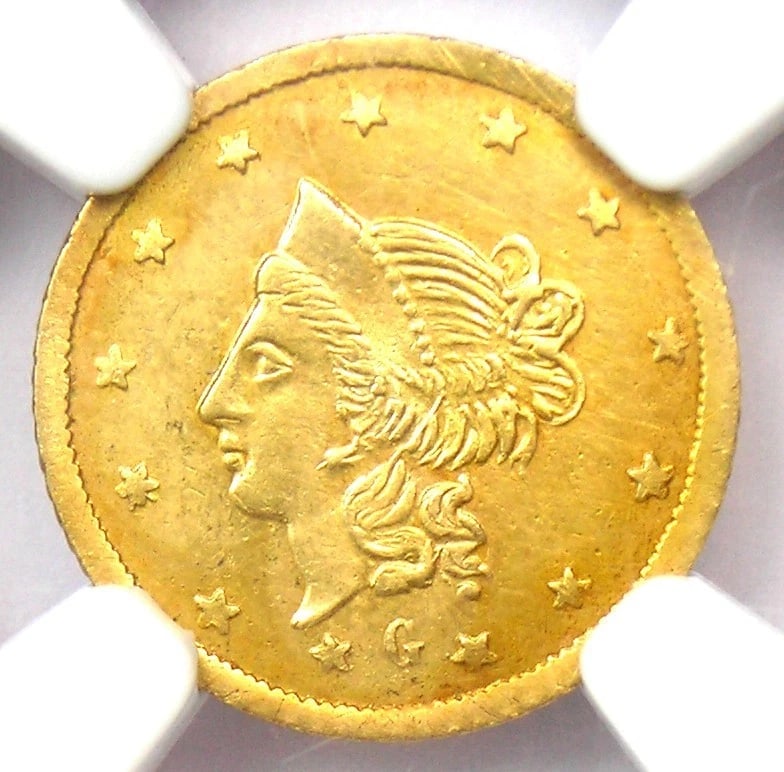 1870 CALIFORNIA LIBERTY GOLD DOLLAR G$1 COIN: 1870 California Liberty Gold Dollar G$1 Coin Composition: Gold Year: 1870 Denomination: $1 Fineness: None Country of Origin: United States Accessories: None Accessories Notice: When purcha