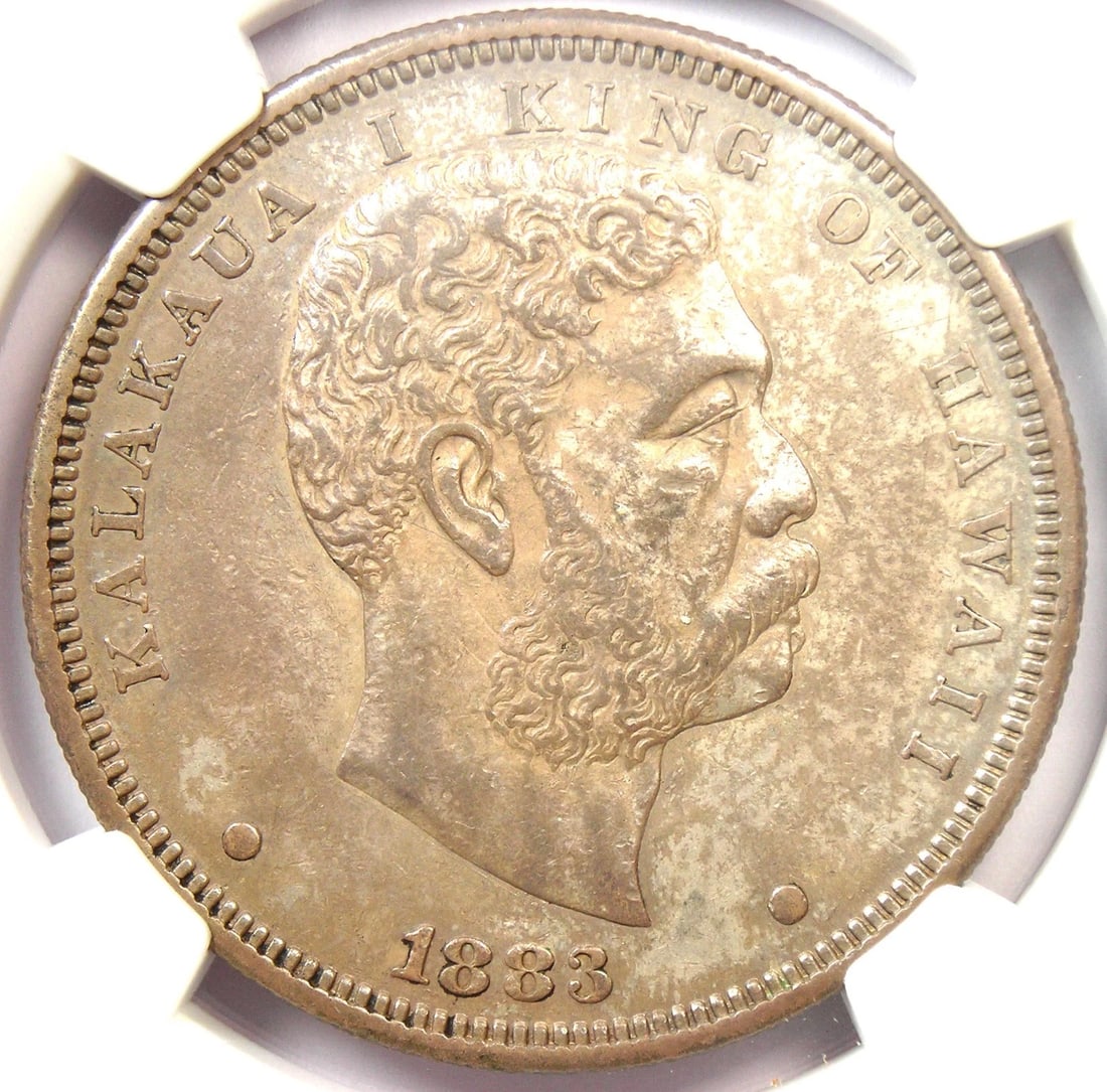 1883 HAWAII KALAKAUA DOLLAR $1 SILVER COIN: 1883 Hawaii Kalakaua Dollar $1 Silver Coin Composition: Silver Year: 1883 Denomination: $1 Fineness: 0.9 Country of Origin: United States Accessories: None Accessories Notice: When purchas