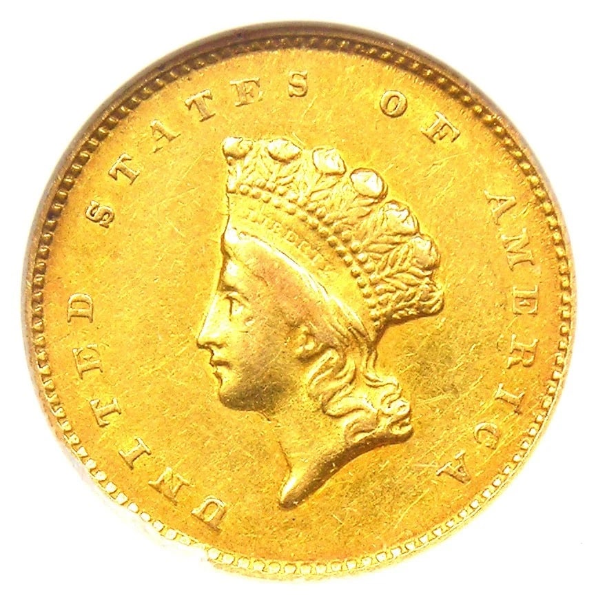1855-O TYPE 2 INDIAN GOLD DOLLAR (G$1 COIN) (1 of 2)