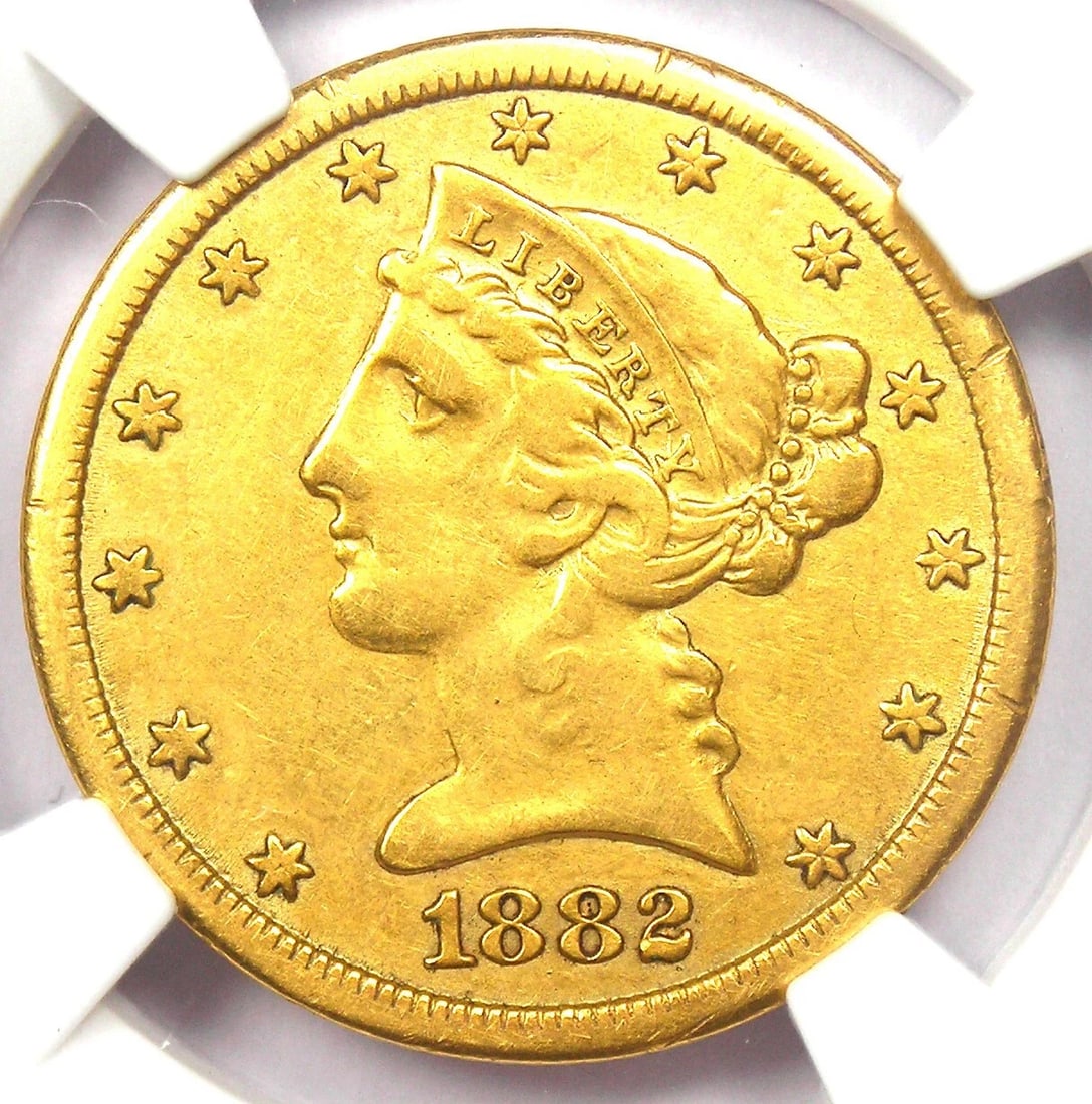 1882-CC LIBERTY GOLD HALF EAGLE $5 COIN - RARE CARSON GOLD COIN: 1882-CC Liberty Gold Half Eagle $5 Coin - Rare Carson Gold Coin Composition: Gold Year: 1882 Denomination: $5 Fineness: None Country of Origin: United States Accessories: None Accessories
