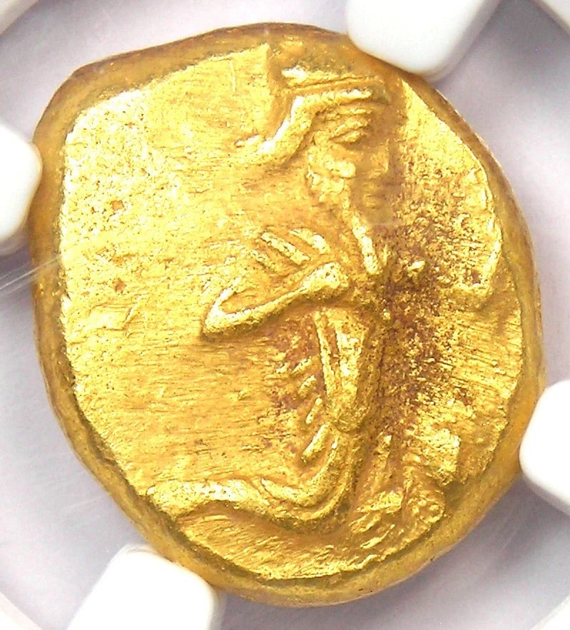 PERSIA ACHAEMENID GOLD HERO KING AV DARIC BIBLE COIN: Persia Achaemenid Gold Hero King AV Daric Bible Coin Composition: Gold Year: 400 BC Denomination: Daric Fineness: None Country of Origin: None Accessories: None Accessories Notice: When pu