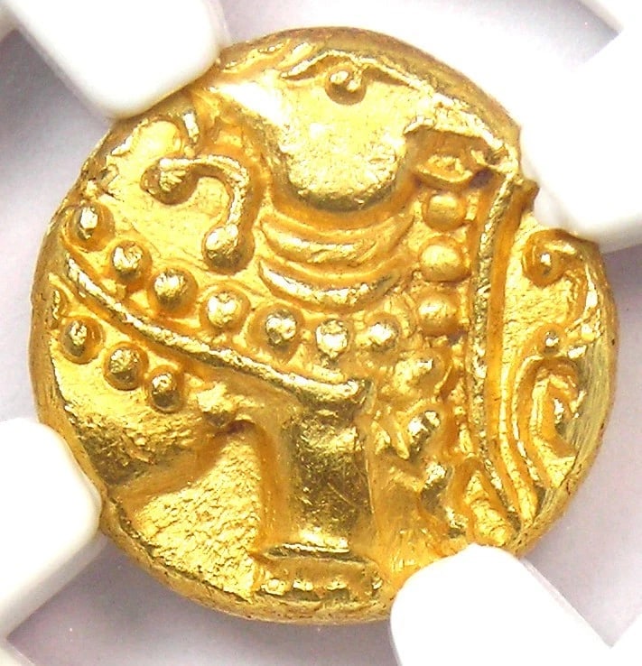 1100-1327 INDIA GOLD GANGAS OF TALAKAD ELEPHANT PAGODA COIN: 1100-1327 India Gold Gangas of Talakad Elephant Pagoda Coin Composition: Gold Year: None Denomination: None Fineness: None Country of Origin: India Accessories: None Accessories Notice: Wh