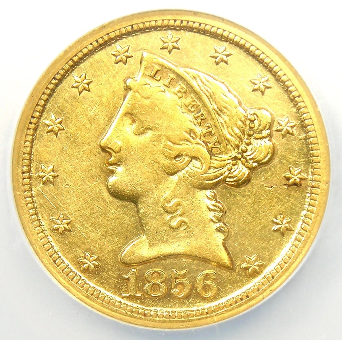 1856-D LIBERTY GOLD HALF EAGLE $5 - RARE DAHLONEGA COIN: 1856-D Liberty Gold Half Eagle $5 - Rare Dahlonega Coin Composition: Gold Year: 1856 Denomination: $5 Fineness: 0.9 Country of Origin: United States Accessories: None Accessories Notice: W