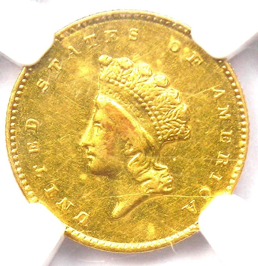 1855-O TYPE 2 INDIAN GOLD DOLLAR (G$1 COIN) (1 of 3)