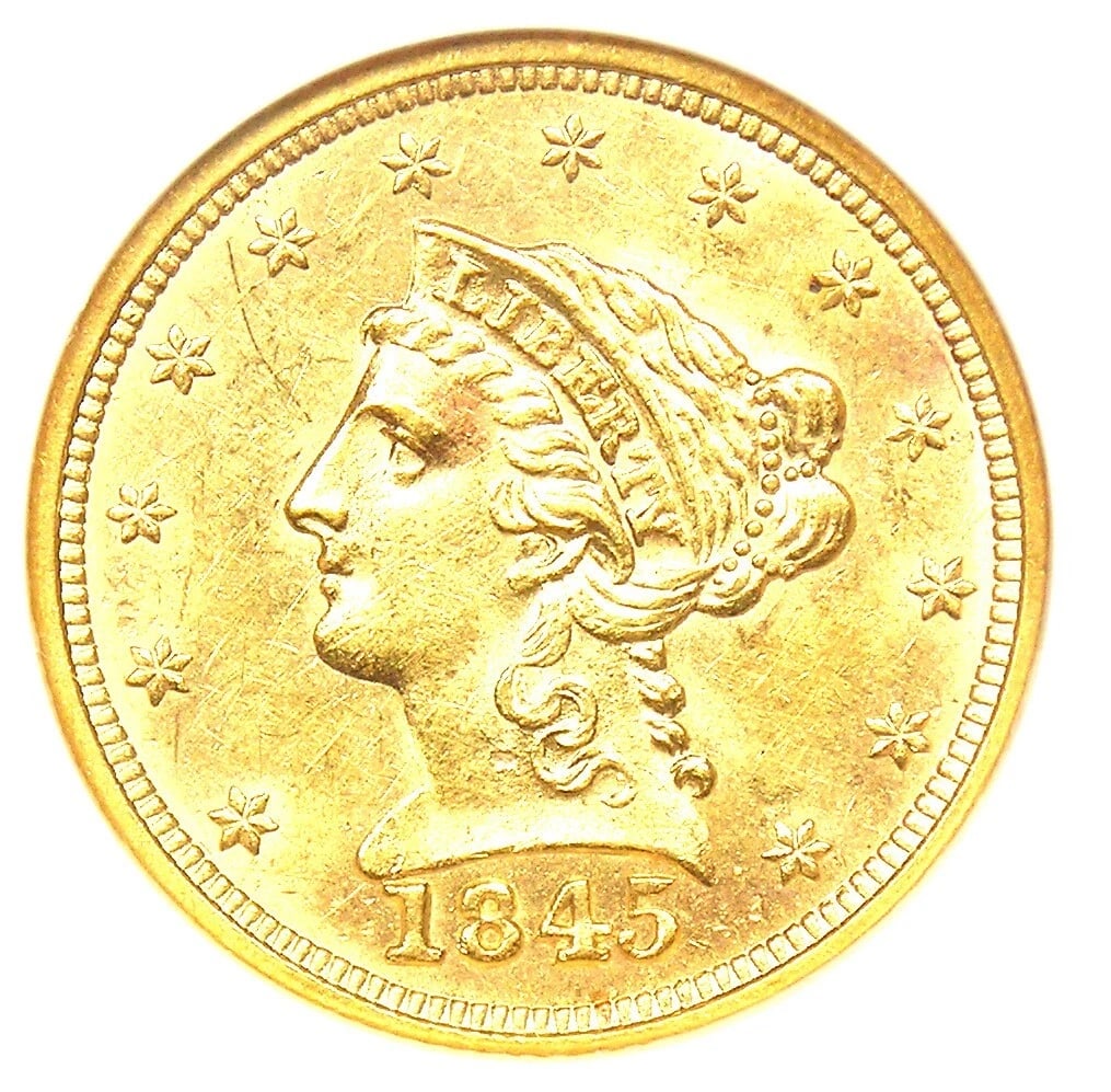 1845 LIBERTY GOLD QUARTER EAGLE $2.50 COIN (1 of 2)