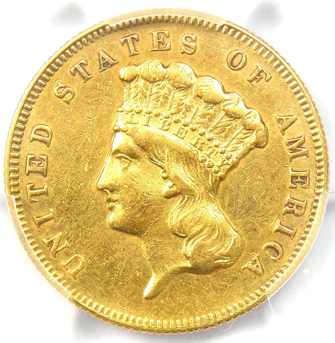 1869 THREE DOLLAR INDIAN GOLD COIN $3: 1869 Three Dollar Indian Gold Coin $3 Composition: Gold Year: 1869 Denomination: $3 Fineness: 0.9 Country of Origin: United States Accessories: None Accessories Notice: When purchasing pre