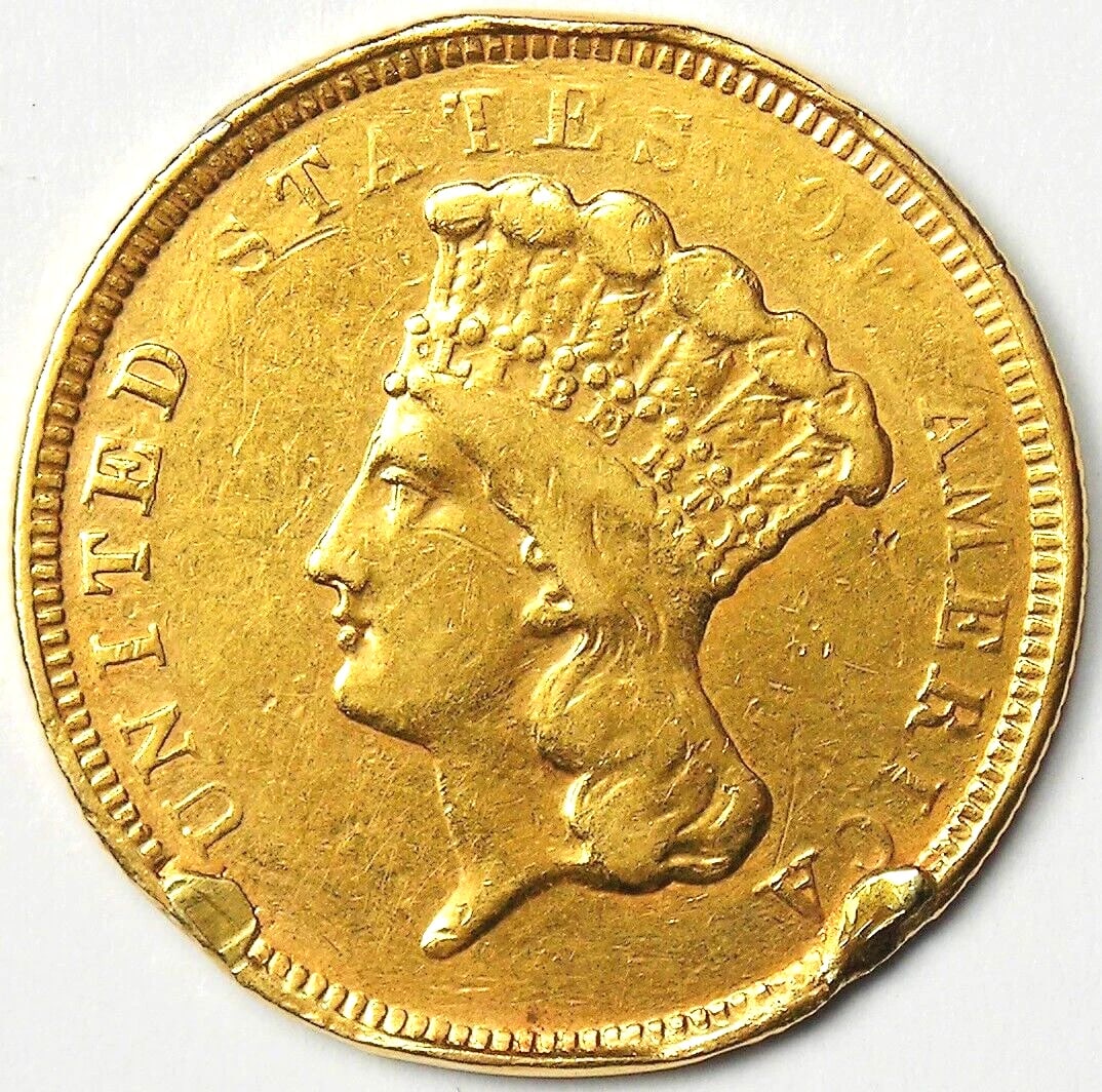 1854-O THREE DOLLAR INDIAN GOLD NEW ORLEANS COIN $3: 1854-O Three Dollar Indian Gold New Orleans Coin $3 Composition: Gold Year: 1854 Denomination: $3 Fineness: None Country of Origin: United States Accessories: None Accessories Notice: When