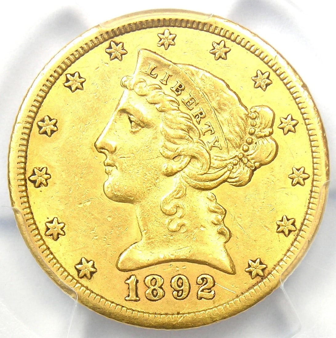 1892-CC LIBERTY GOLD HALF EAGLE $5 CARSON CITY COIN: 1892-CC Liberty Gold Half Eagle $5 Carson City Coin Composition: Gold Year: 1892 Denomination: $5 Fineness: 0.9 Country of Origin: United States Accessories: None Accessories Notice: When