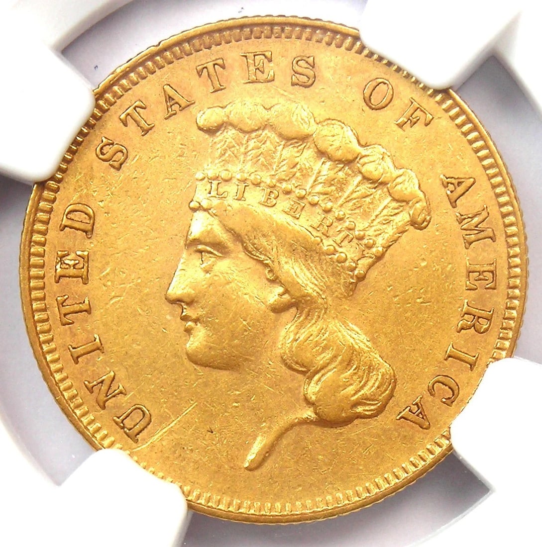 1862 THREE DOLLAR INDIAN GOLD COIN $3: 1862 Three Dollar Indian Gold Coin $3 Composition: Gold Year: 1862 Denomination: $3 Fineness: None Country of Origin: United States Accessories: None Accessories Notice: When purchasing pr