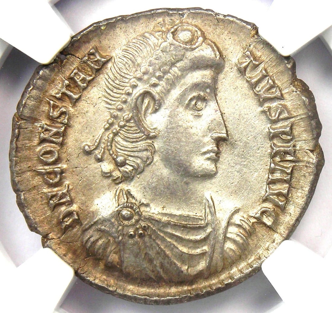 CONSTANTIUS II SILVER AR HEAVY SILIQUA ROMAN COIN: Constantius II Silver AR Heavy Siliqua Roman Coin Composition: Silver Year: 337 AD Denomination: Siliqua Fineness: None Country of Origin: None Accessories: None Accessories Notice: When p