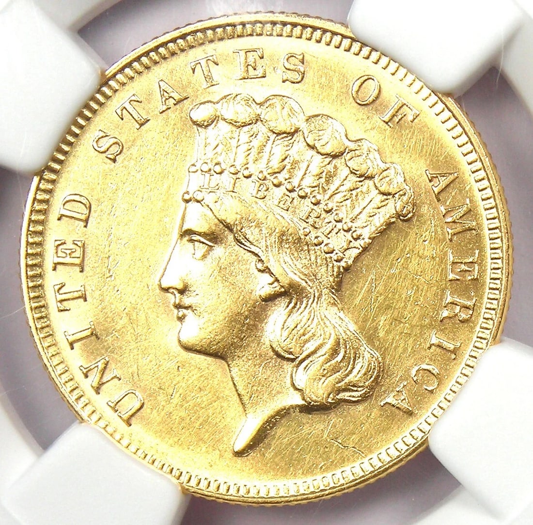 1868 THREE DOLLAR INDIAN GOLD COIN $3: 1868 Three Dollar Indian Gold Coin $3 Composition: Gold Year: 1868 Denomination: $3 Fineness: None Country of Origin: United States Accessories: None Accessories Notice: When purchasing pr