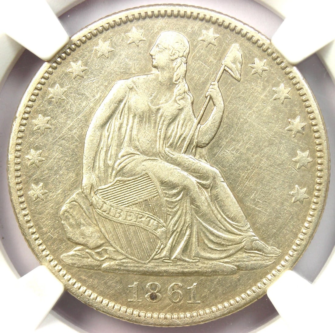 1861-O SEATED LIBERTY HALF DOLLAR 50C - RARE CIVIL WAR COIN: 1861-O Seated Liberty Half Dollar 50C - Rare Civil War Coin Composition: Silver Year: 1861 Denomination: 50C Fineness: 0.9 Country of Origin: United States Accessories: None Accessories No