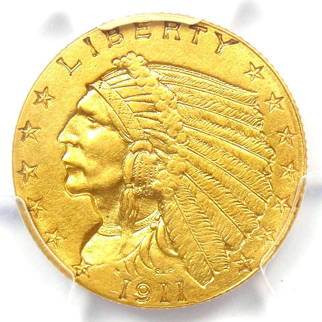 1911-D INDIAN GOLD QUARTER EAGLE $2.50 COIN: 1911-D Indian Gold Quarter Eagle $2.50 Coin Composition: Gold Year: 1911 Denomination: $2.50 Fineness: 0.9 Country of Origin: United States Accessories: None Accessories Notice: When purch