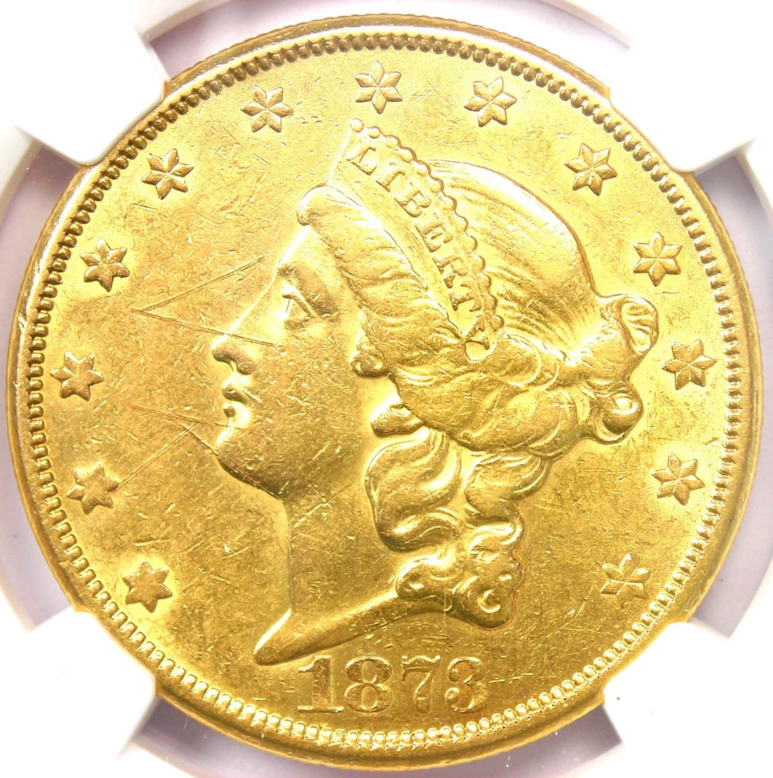 1873-CC LIBERTY GOLD DOUBLE EAGLE $20 CARSON CITY COIN: 1873-CC Liberty Gold Double Eagle $20 Carson City Coin Composition: Gold Year: 1873 Denomination: $20 Fineness: 0.9 Country of Origin: United States Accessories: None Accessories Notice: W