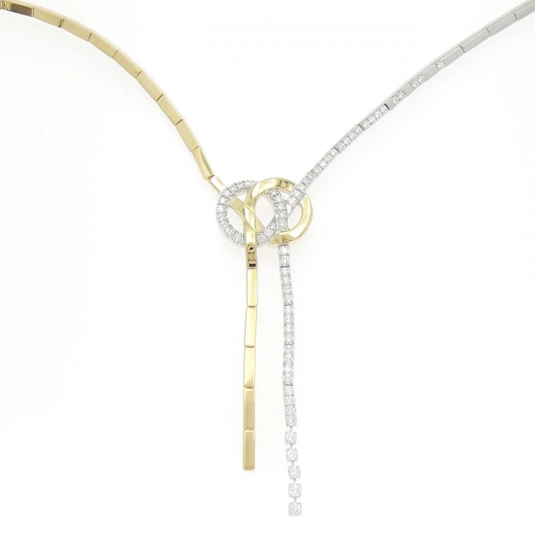 TASAKI DIAMOND NECKLACE: TASAKI Diamond Necklace Brand: TASAKI Type: Necklace Material: K18 Yellow Gold K18 White Gold Main Stone Natural Color: Yellow Gold White Gold Size: 45cm Accessories: None Accessories Notice: