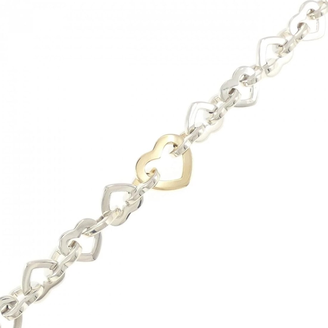 TIFFANY HEART LINK BRACELET: Tiffany Heart Link Bracelet Brand: Tiffany Type: Bracelet Material: 925 Silver 750 Yellow Gold Color: Silver Yellow Gold Size: 18cm Accessories: None Accessories Notice: When purchasing