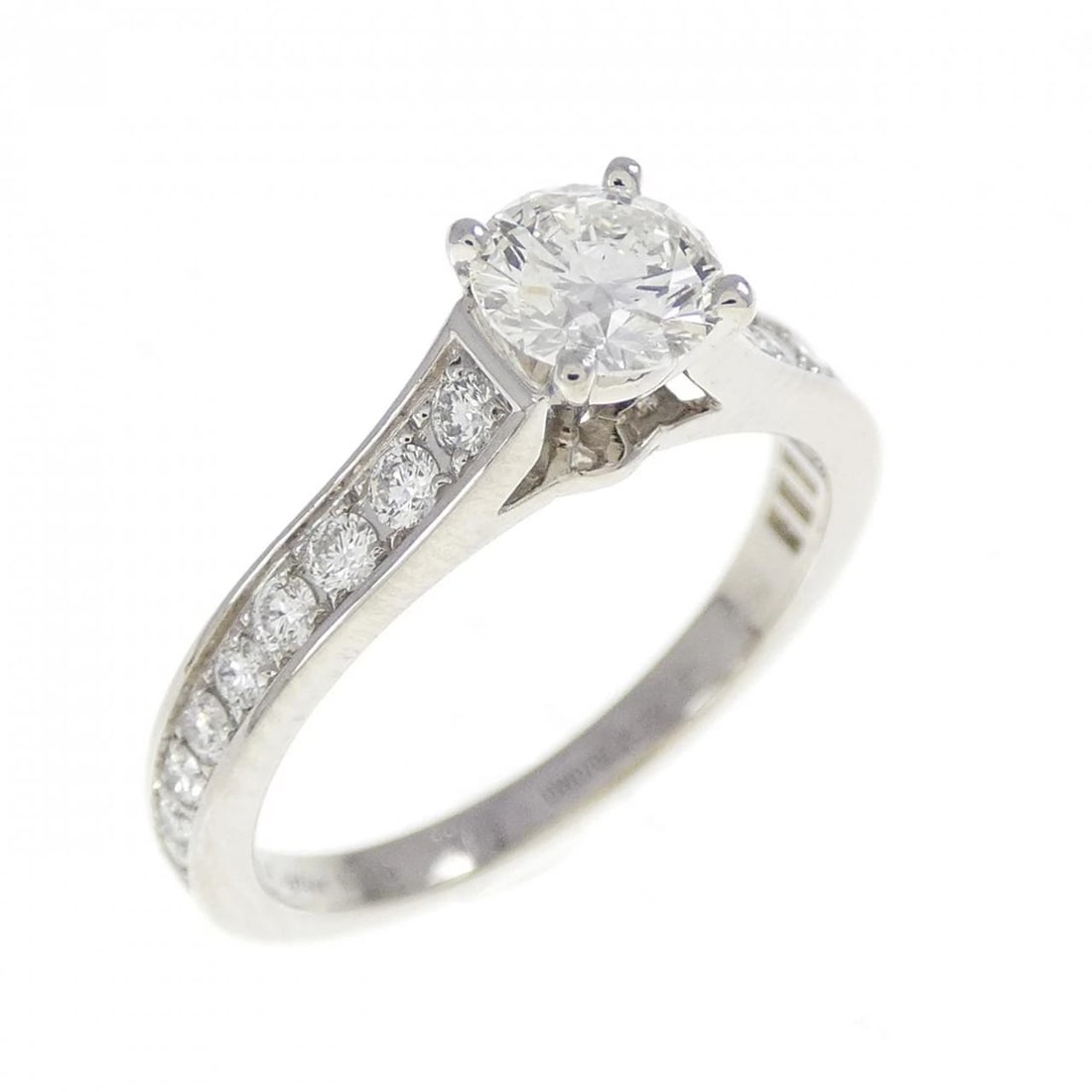 CARTIER SOLITAIL RING: Cartier Solitail Ring Brand: Cartier Type: Ring Material: Platinum 950 Main Stone Natural Color: Platinum Size: 4-4.5 (US size) Accessories: None Accessories Notice: When purchasing pre-owned