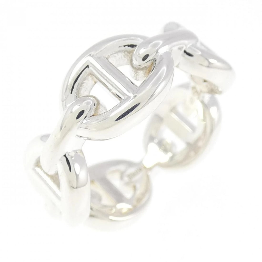 HERMES CHAINE D'ANCRE ENCHENE RING: HERMES Chaine d'Ancre Enchene Ring Brand: HERMES Type: Ring Material: 925 Silver Color: Silver Size: 3.5-4 (US size) Accessories: None Accessories Notice: When purchasing pre-owned goods,