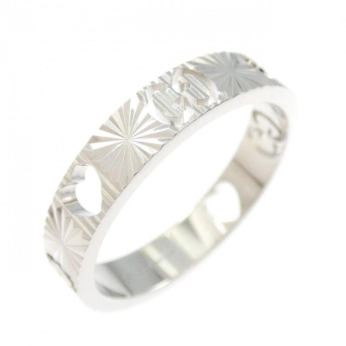 GUCCI 750WG RING: GUCCI 750WG Ring Brand: GUCCI Type: Ring Material: 750 White Gold Color: White Gold Size: 7.5 (US size) Accessories: None Accessories Notice: When purchasing pre-owned goods, please refer to